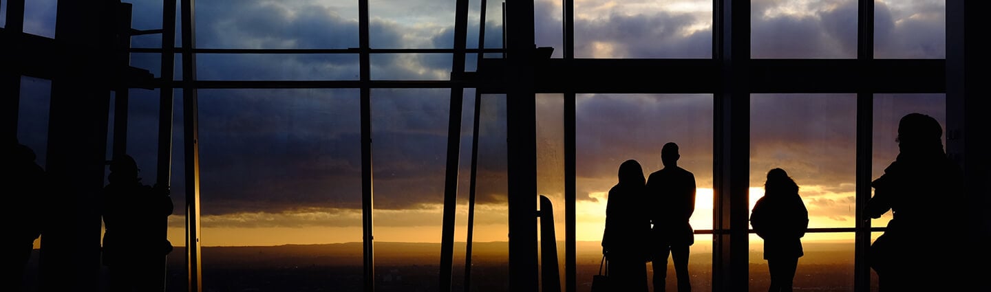 People watching the sunset