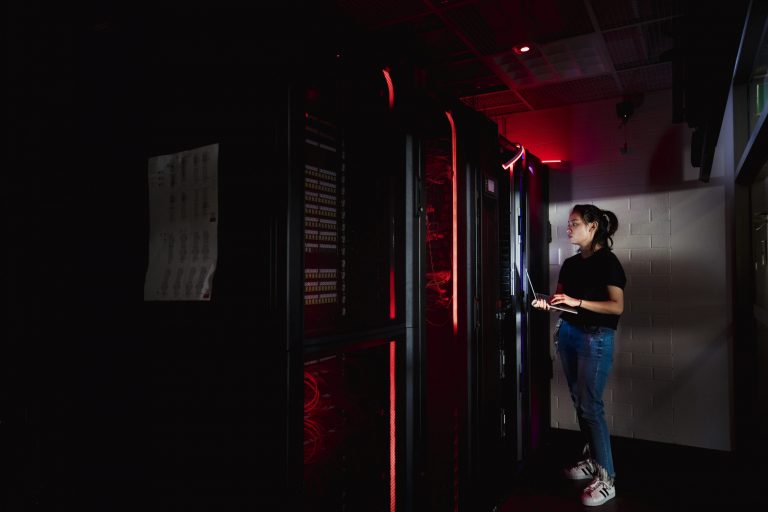 Woman with servers