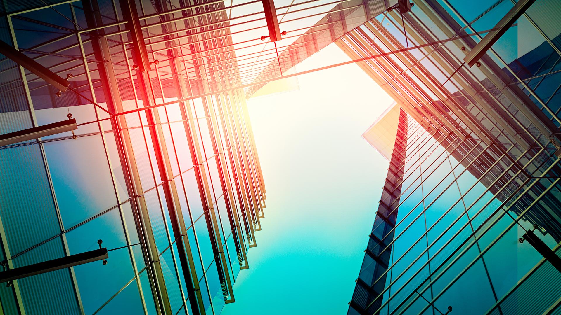 Modern buildings from below