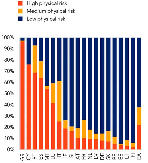 The share of bank loans exposed to physical risk