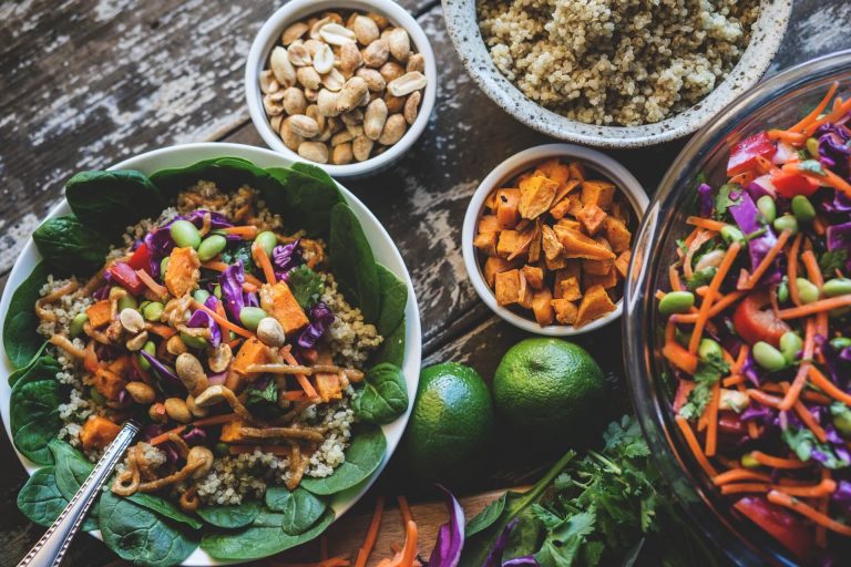 Vegetarian salads with fresh ingredients