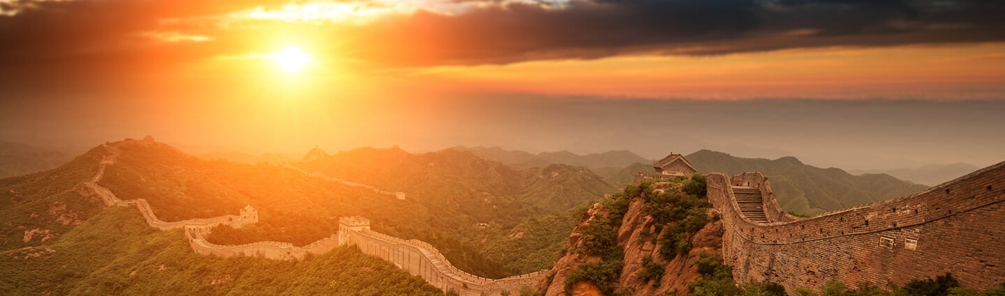 Great wall of china at sunrise