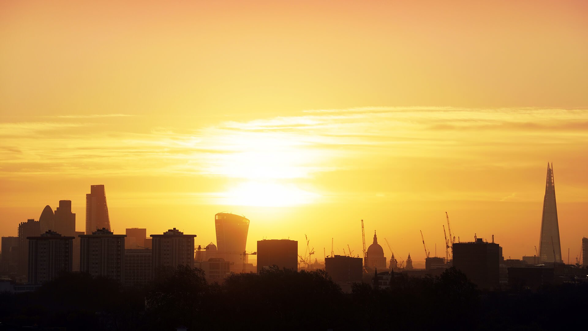 Skyline of London at sunset