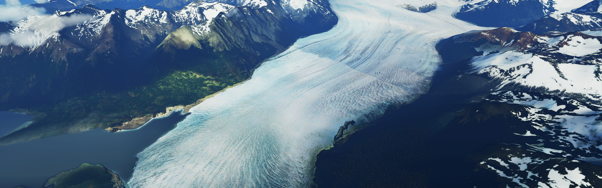 View of the mountains and ice ranges