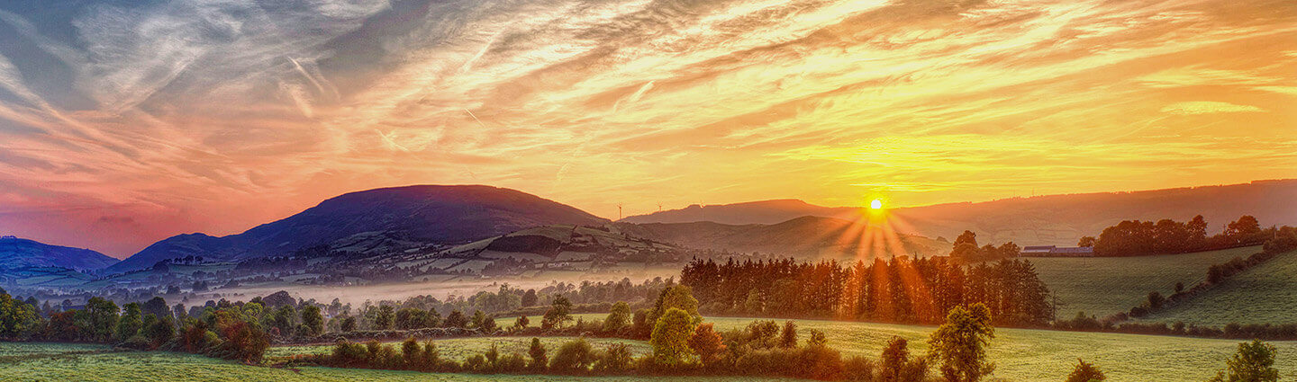 Sunset in a mountain landscape