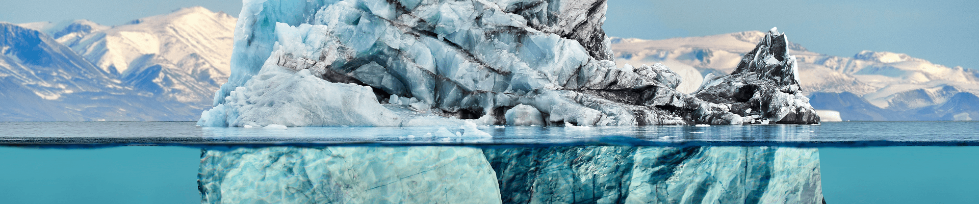 View of an iceberg above and below the water surface
