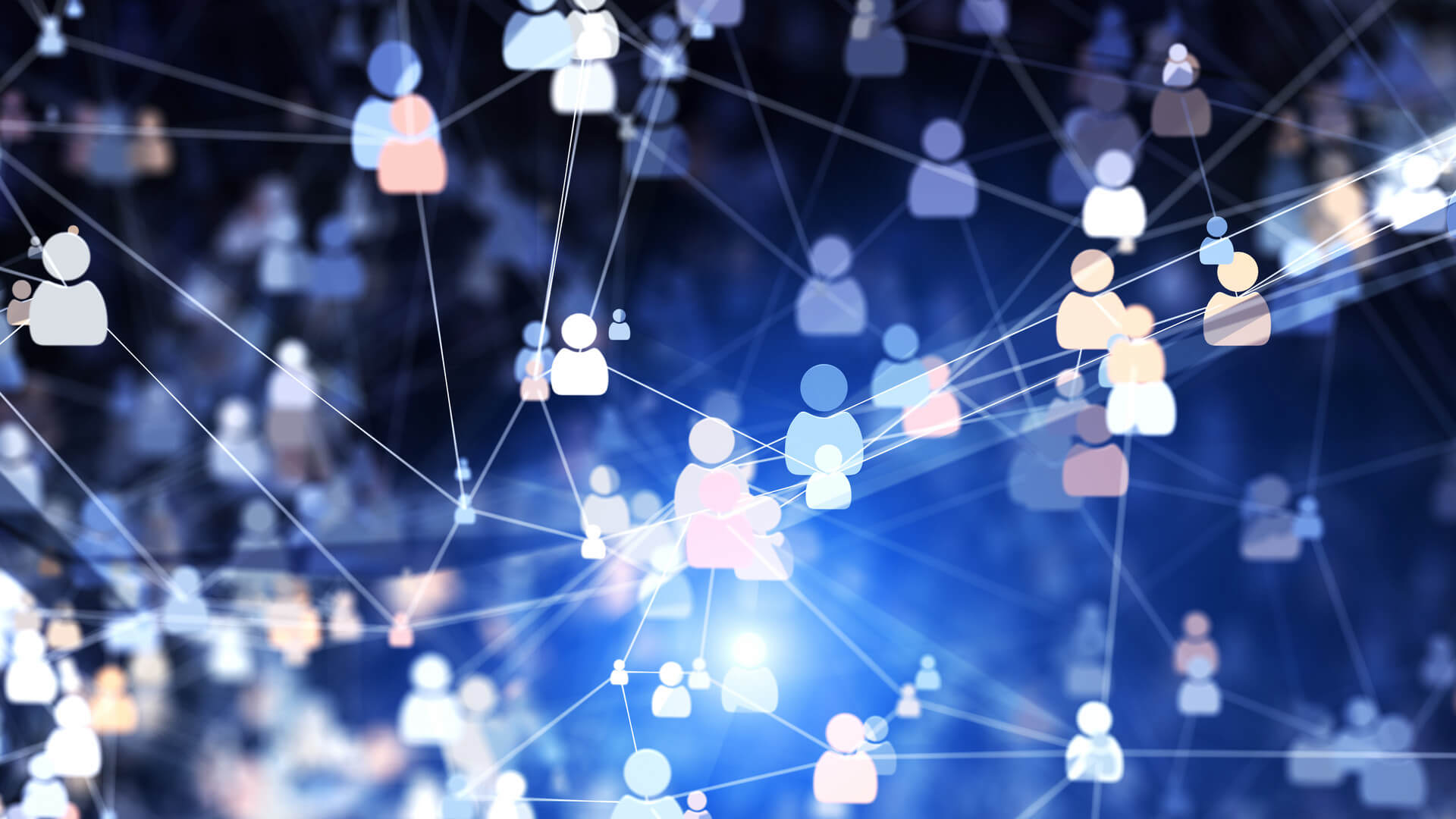 A network of contacts depicted by the same shapes of people connected by lines