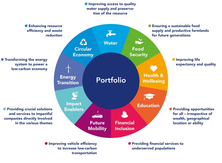 Chart showing nine impact themes