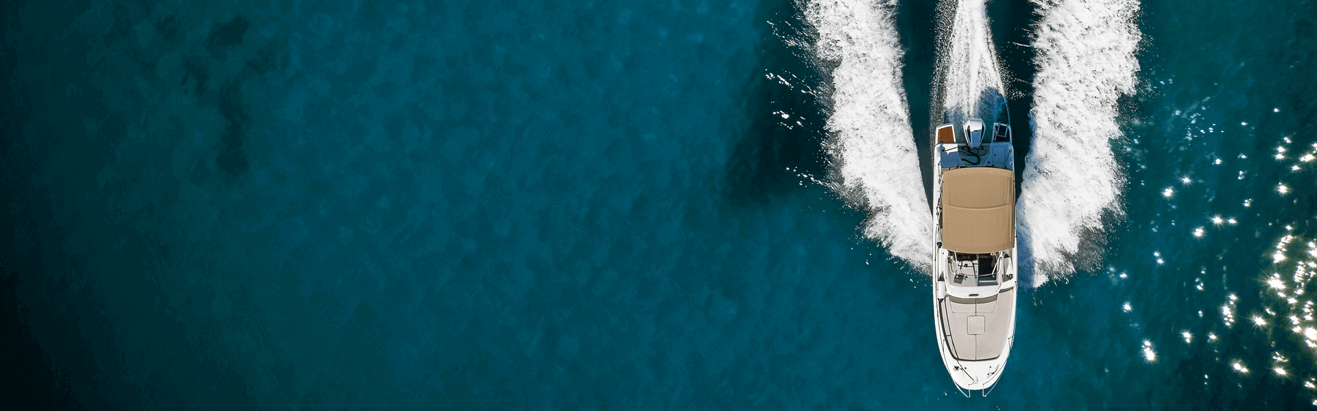 Motor boat rushing by the sea