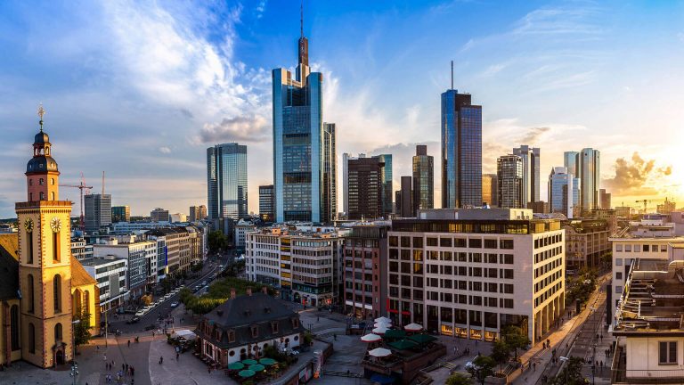 City center with modern skyscrapers