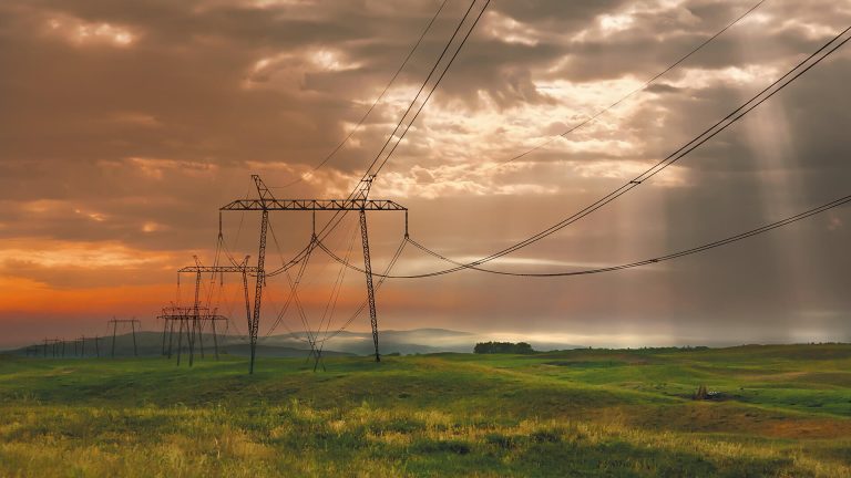 Power towers in the fields