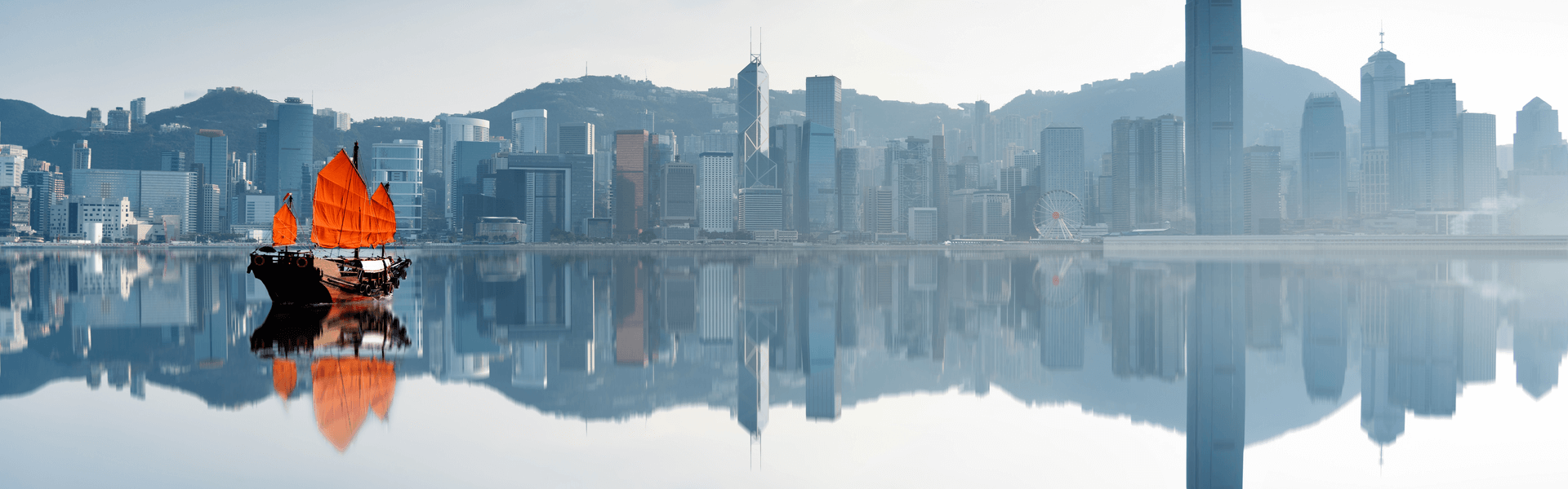 A city reflected in the river