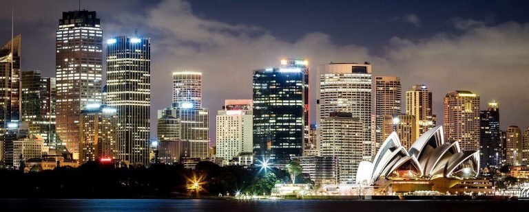 Sydney Harbor Skyline At Night
