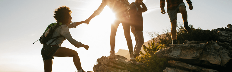 A group of friends on a mountain trip