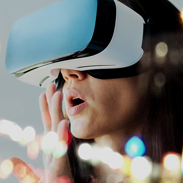 Woman in a 3D googles