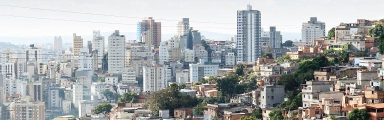 Modern buildings bordering the old part of the city