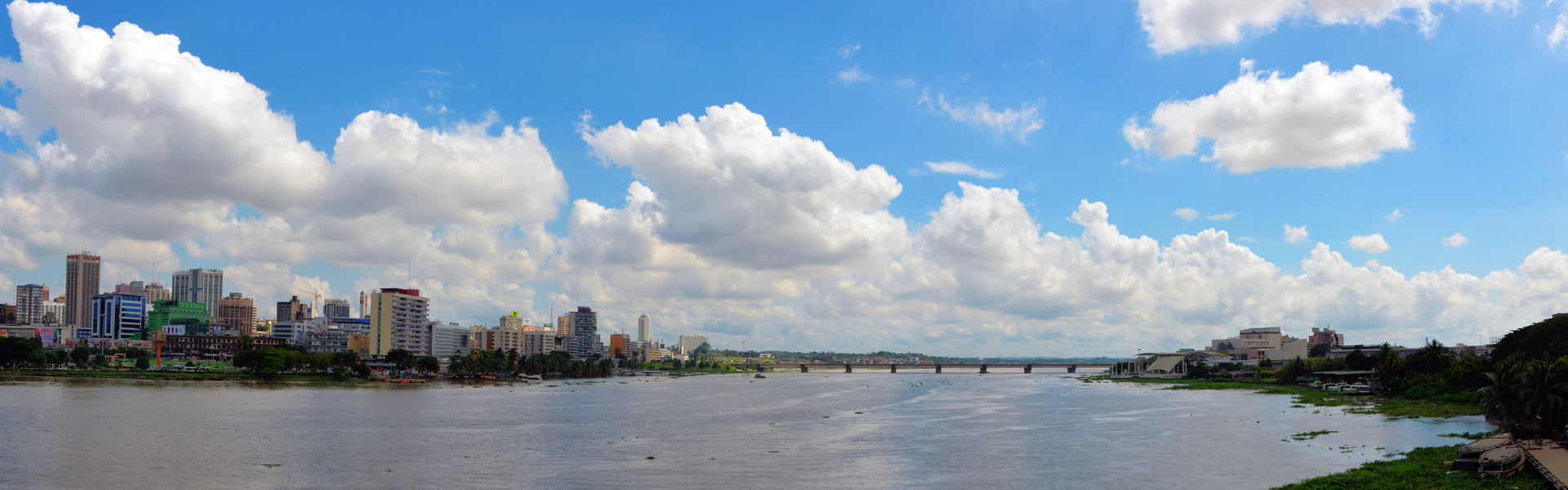 Blue sky in the horizon city and bridge