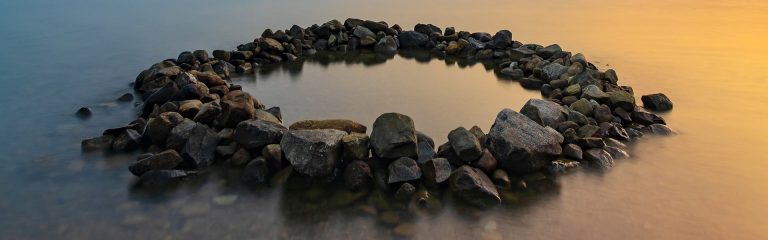 A circle of stones in the water