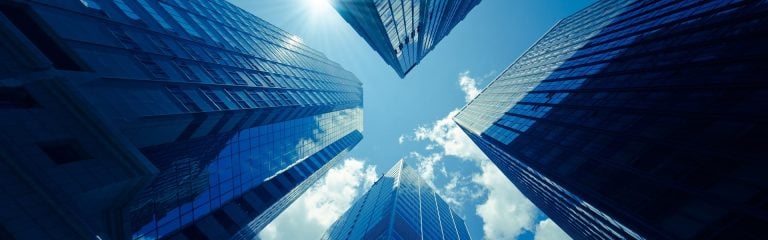 Looking at the sky between the blocks