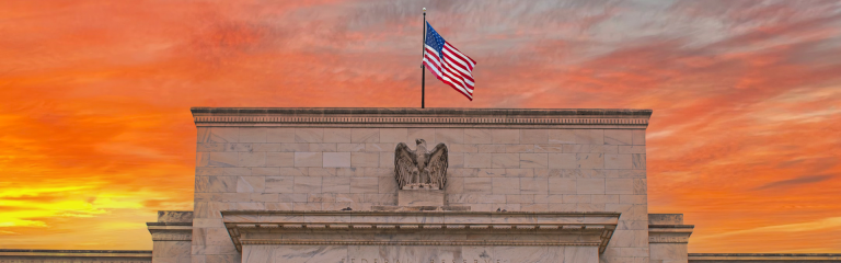 US Federal Reserve at sunset