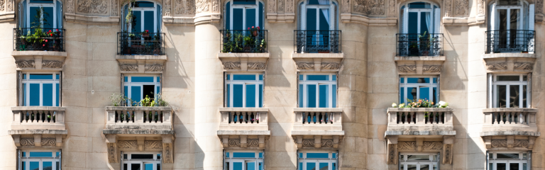 Facade of Parisian freestone building