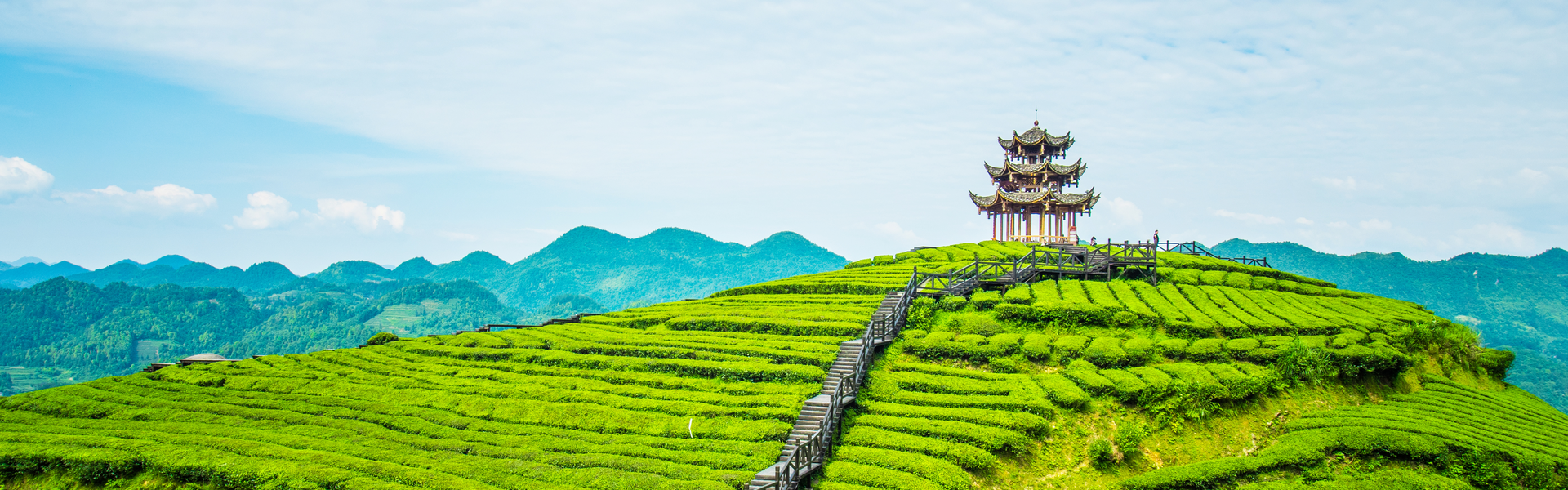 Solitary pagoda on top of mound in lush green field