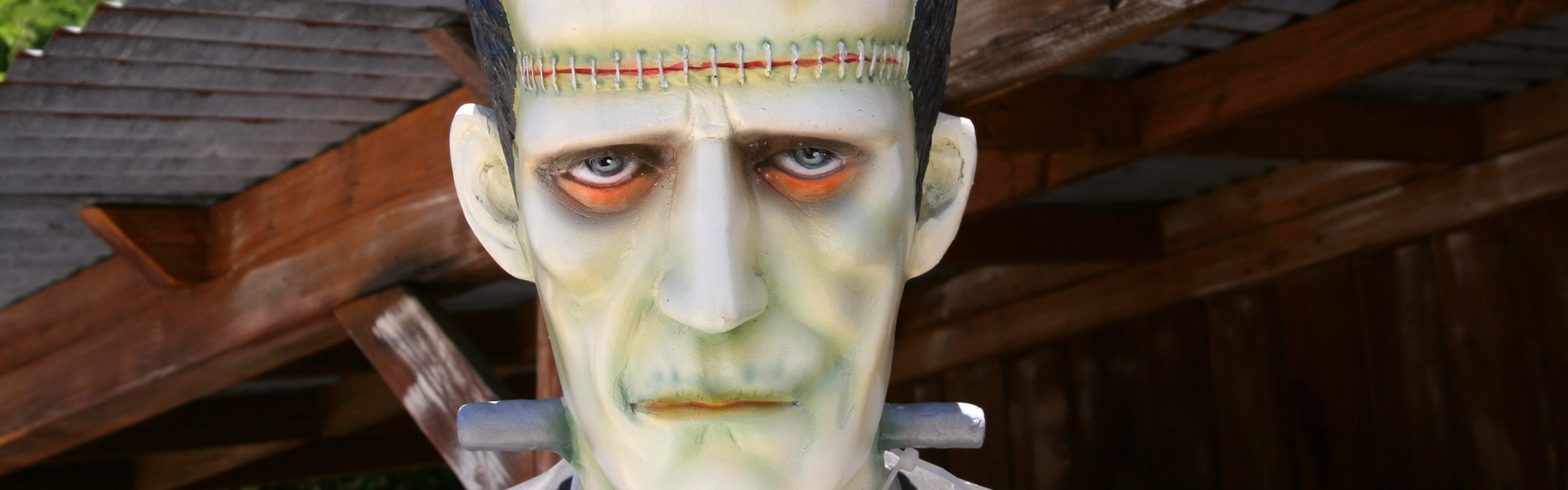 A close up of a statue of Frankenstein's monster.