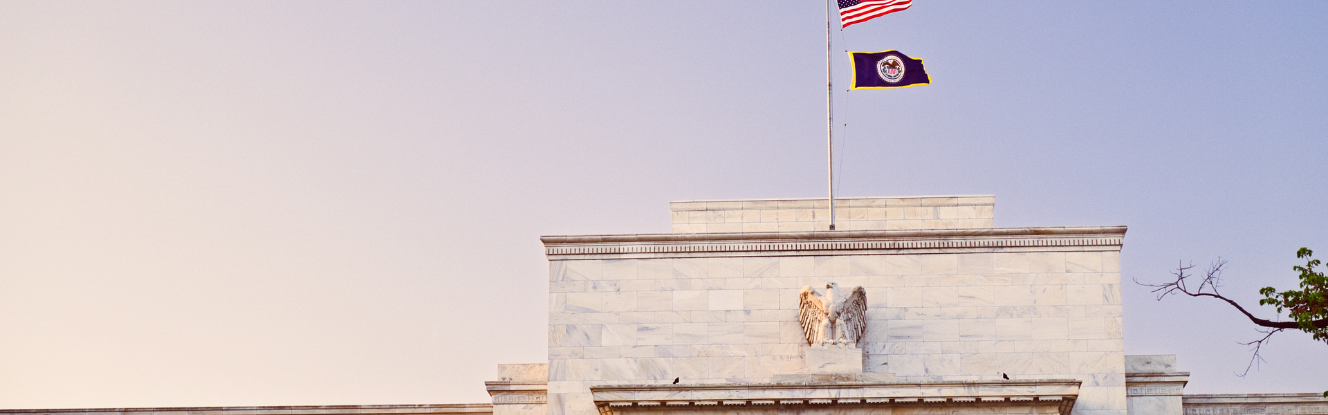 Close-up shot of the Eccles Building, home of the US Federal Reserve