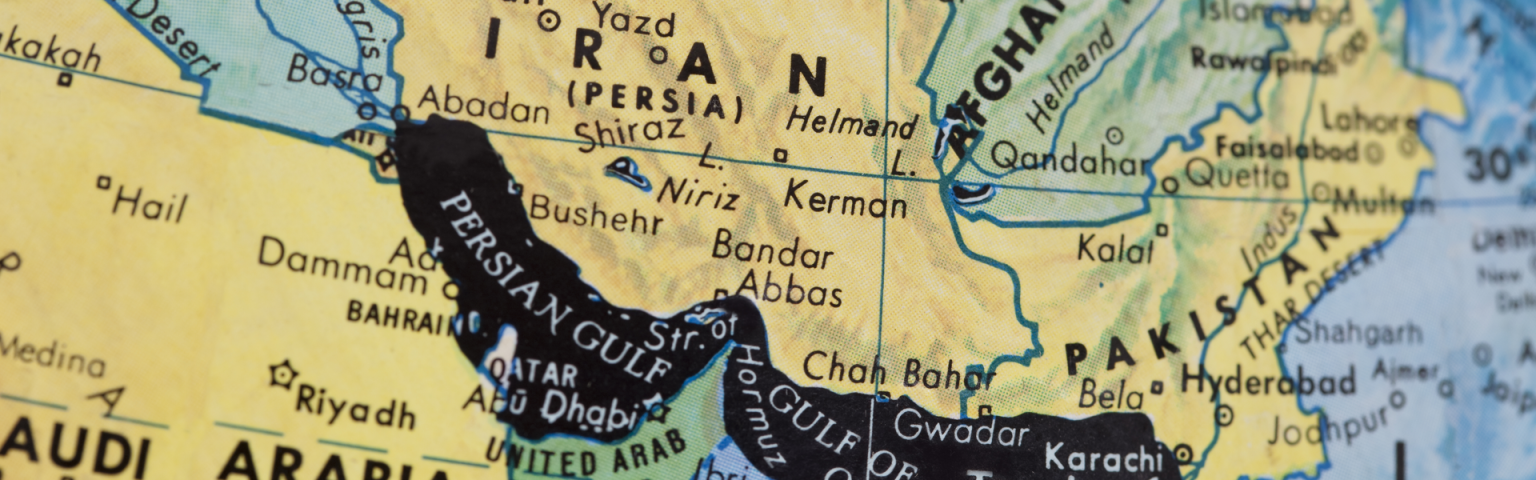 map of Iran in wider middle east region