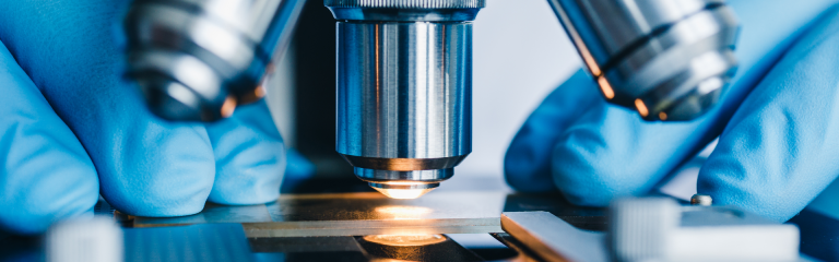 Close up microscope in a laboratory