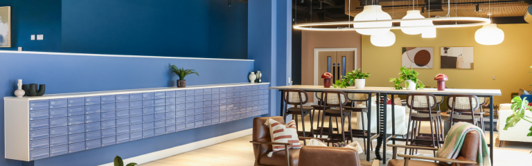 Image of communal space at Hermes build to rent project in the UK